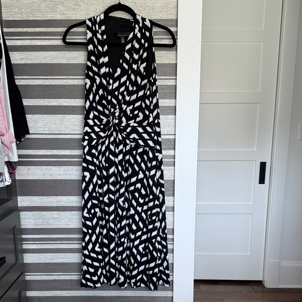 White House Black Market Black and White Midi Dress